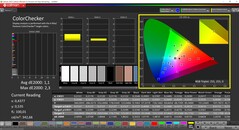 CalMAN ColorChecker (perfil: P3, espacio de destino del color: P3)