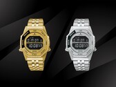 Los modelos Seiko Rotocall HFL003P, en oro, y HFL002P, en acero inoxidable, se muestran uno al lado del otro sobre un fondo negro; ambos cuentan con una pantalla LCD en negativo, un bisel giratorio y un brazalete integrado de acero inoxidable.