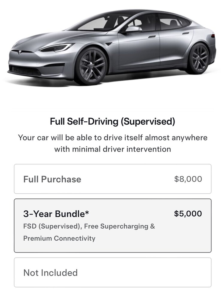 los clientes de los Model S y X de 2024 obtendrán conducción autónoma completa (FSD), conectividad Premium y Supercarga ilimitada durante 36 meses con el nuevo paquete Tesla de 5.000 dólares. (Fuente de la imagen: Tesla)