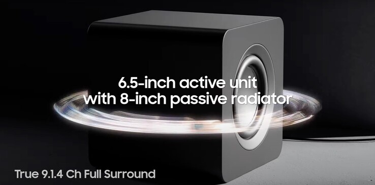 El subwoofer incorpora un transductor de 6,5 pulgadas con un radiador pasivo de 8 pulgadas. (Fuente de la imagen: Samsung(