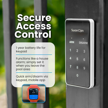 El teclado de SwamCam activa y desactiva la alarma de la piscina. (Fuente de la imagen: SwamCam)