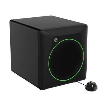 El subwoofer CR8SBT con mando a distancia de sobremesa con cable (Fuente de la imagen: Mackie)