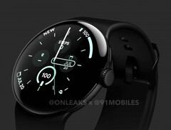 El Google Pixel Watch 3 apenas presenta cambios de diseño, pero sí nuevas funciones. (Fuente de la imagen: @OnLeaks / 91mobiles)