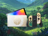 Se muestran la Switch OLED y los Joy-Con de «Zelda: Tears of the Kingdom»