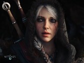 Imagen promocional de primer plano de Ciri en «The Witcher 4», con dos espadas al fondo.