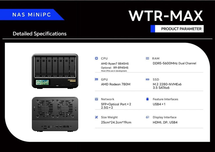 Especificaciones básicas de Aoostar WTR Max (Fuente de la imagen: Aoostar)