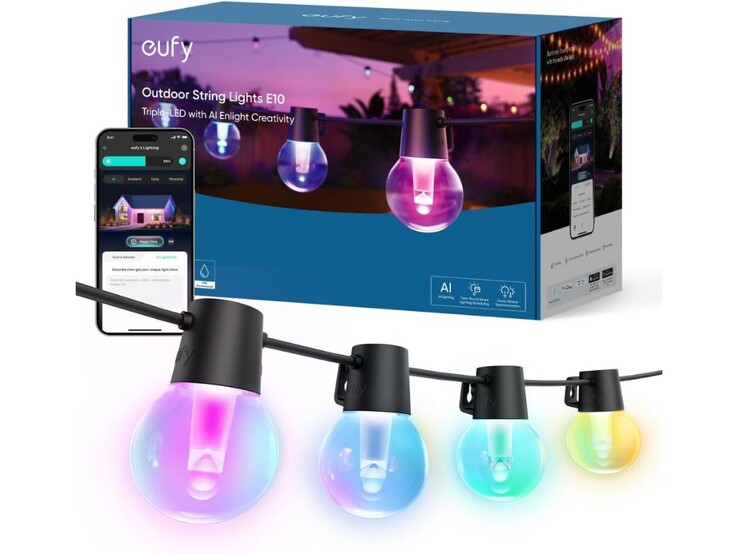 La función de inteligencia artificial de las luces E10 de Eufy le permite introducir sus preferencias de iluminación y genera diferentes temas de iluminación. (Fuente de la imagen: Eufy/Amazon)