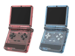 Powkiddy ha mostrado su nuevo dispositivo portátil para juegos V90 clamshell en múltiples acabados hasta el momento. (Fuente de la imagen: Jdewitz vía Retro Handhelds)