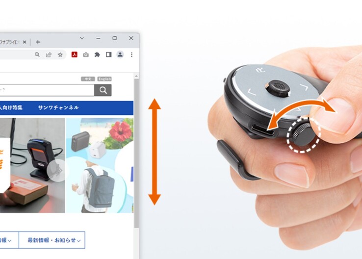 El ratón Sanwa Finger Mouse tiene una rueda de corona que puede girar para desplazarse por las páginas web. (Fuente de la imagen: Sanwa Supply)