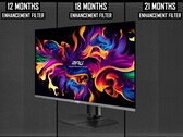 El MSI MPG 321URX es un monitor para juegos 4K QD-OLED de 32 pulgadas con una frecuencia de refresco de 240 Hz. (Fuente de la imagen: MSI, Monitors Unboxed en YouTube, editado)