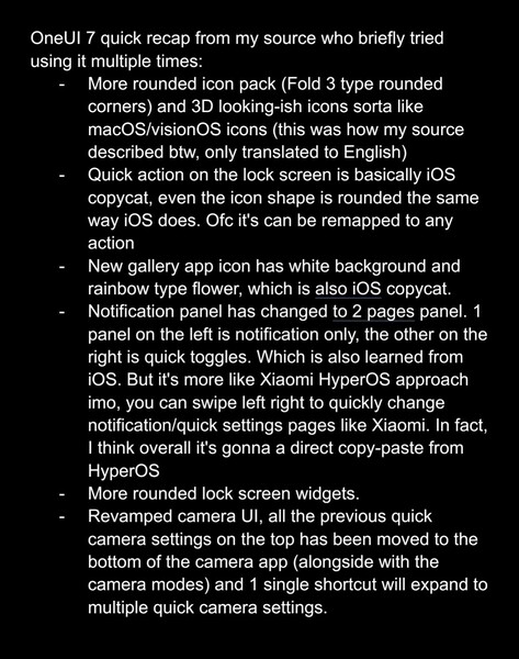 Características de One UI 7.0 (imagen vía @chunvn8888 en X)