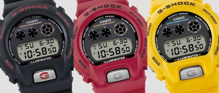 El nuevo reloj Casio DW-6900TR está disponible en tres colores: negro, rojo y amarillo. (Fuente de la imagen: Casio)