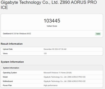 Rendimiento Vulkan del Intel Arc B580. (Fuente de la imagen: Geekbench)