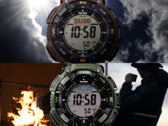 La Casio Pro Trek PRG-340L-5 (arriba) y la Casio Pro Trek PRG-340B-3 (abajo). (Fuente de la imagen: Casio)