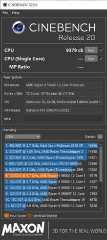 (Fuente de la imagen: CineBench R20)