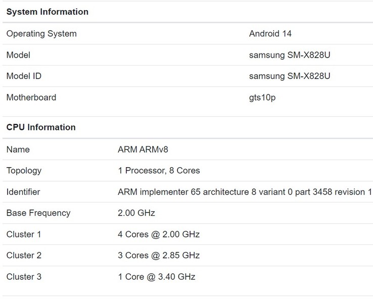 SM-X828U con Dimensity 9300+ en Geekbench (Fuente de la imagen: Captura de pantalla)