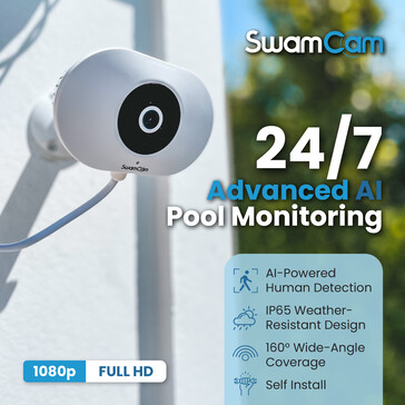 El sistema de vigilancia de piscinas SwamCam Deluxe con doble cámara ayuda a evitar muertes accidentales por ahogamiento. (Fuente de la imagen: SwamCam)