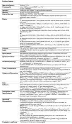 HP ProBook 4 G1a 14 y G1a 16: Especificaciones. (Fuente de la imagen: HP)