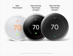 Termostato Nest E, termostatos Nest Learning de 3ª y 4ª generación, uno al lado del otro.  (Fuente de la imagen: @MysteryLupin en X)