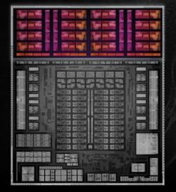 Ilustración de Ryzen AI Max+ 395, CPU resaltada en rojo (fuente: AMD)