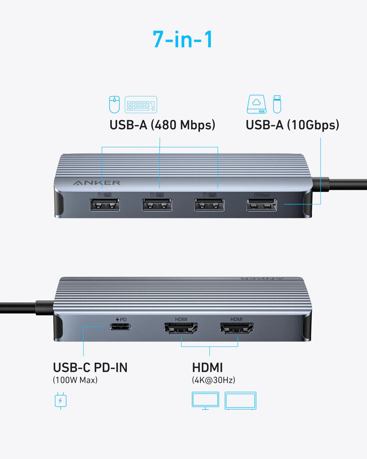 Una imagen del próximo Hub USB-C 7 en 1 de Anker. (Fuente de la imagen: u/joshuadwx vía Reddit)