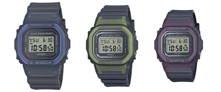 De izquierda a derecha: la -5600RS-8JF, la GMD-S5610RS-8JF y la BGD-565RS-8JF. (Fuente de la imagen: Casio)