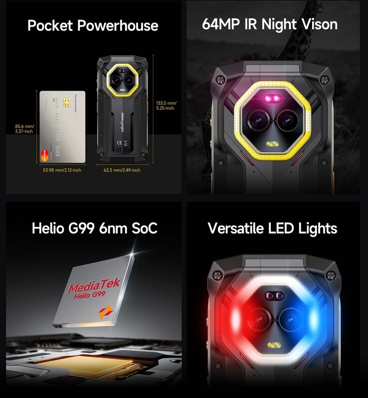 El Armor Mini 20 cuenta con cámara de visión nocturna e iluminación especializada (Fuente de la imagen: Ulefone)