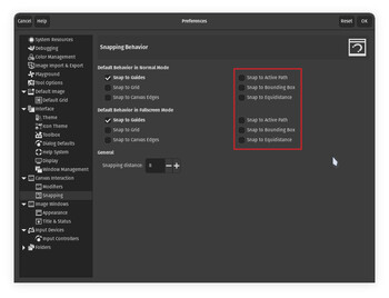 GIMP 3.0 introduce el ajuste equidistante y de caja delimitadora, haciendo posible la alineación de múltiples elementos sin tener que introducir manualmente los valores de transformación. (Fuente de la imagen: Julian van der Merwe / Notebookcheck)