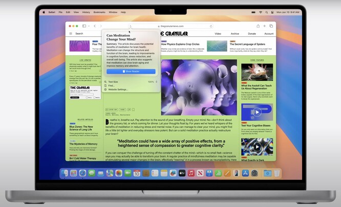 macOS Sequoia revisa el modo lector en Safari con impresionantes capacidades antidistracción. (Fuente: Apple)