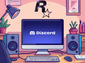 Discord visto en el monitor del PC debajo del logo de Rockstar Games (Fuente de la imagen: Discord, Rockstar Games con ediciones)