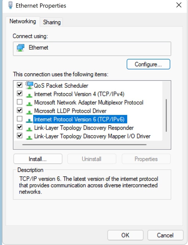 Los usuarios de Windows que no instalen los parches de seguridad de agosto de 2024 deberán desactivar IPv6 en los adaptadores de red. (Fuente de la imagen: Microsoft)