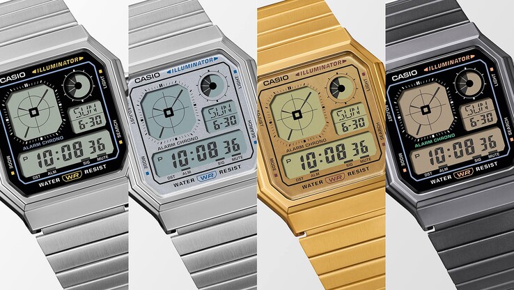 De izquierda a derecha: los relojes Casio A130WE-1A, A130WE-7A, A130WEG-9A y A130WEGG-1A. (Fuente de la imagen: Casio)