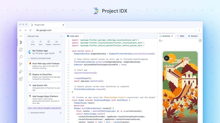 Un vistazo a la interfaz de usuario de Project IDX (Imagen: Google).