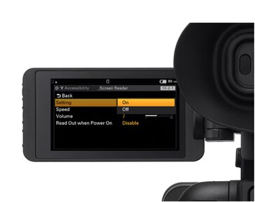 Las videocámaras cuentan con una función de lector de pantalla y ajuste del tamaño de la letra para usuarios con problemas de visión. (Fuente de la imagen: Sony)