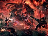 Una imagen que muestra a dos personajes y un monstruo en Nioh: Complete Edition.