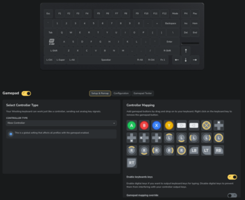 Wootility v5 permite reasignar el teclado a determinadas funciones del mando, lo que podría ser muy útil en juegos de carreras o de simulación. (Fuente de la imagen: Julian van der Merwe / Notebookcheck)