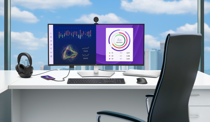 El monitor con concentrador USB-C Dell Pro 34 Plus cuenta con puertos USB-C y USB-A frontales y emergentes para facilitar la conectividad (Fuente de la imagen: Dell)