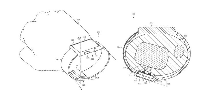 Zu sehen ist eine SmartApple's concept of blood pressure measurement on a smartwatch. (Fuente de la imagen: Apple)watch mit Blutdruckmessung (Bildquelle: Apple)