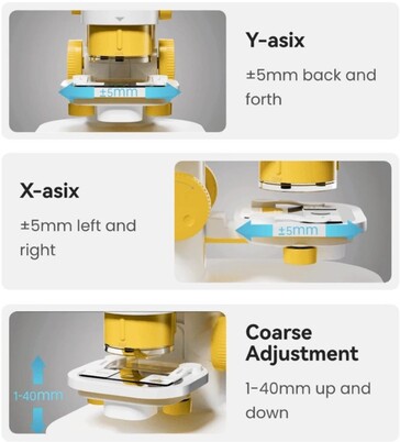 El Darwin MX Pro tiene un ajuste de 3 ejes de la platina del microscopio para centrar fácilmente los objetos. (Fuente de la imagen: BeaverLab en Kickstarter)