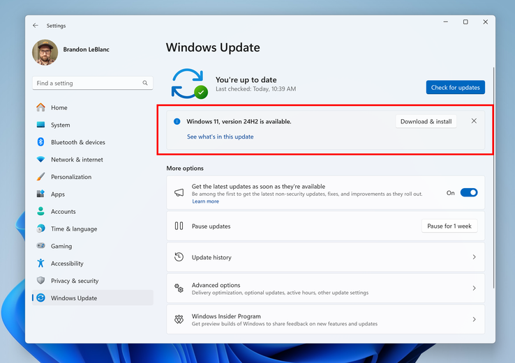 Windows 11 24H2 ya puede descargarse como versión preliminar. (Imagen: Microsoft)