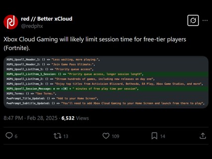 Fuga de Fortnite Better xCloud (Fuente de la imagen: cuenta X de Better xCloud)