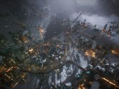 Una imagen que muestra una ciudad en Frostpunk 2, ahora con un 50 % de descuento en Steam.