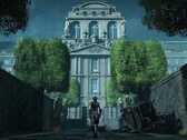 Una imagen que muestra a Aegis delante de un edificio en Steelrising.