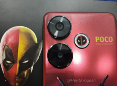 El Xiaomi POCO x Deadpool x Wolverine Special Limited Edition parece tener un acabado rojo metálico. (Fuente: Yogesh Brar en X/Twitter)