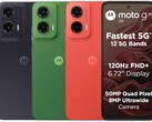 El Moto G35 5G viene en colores Verde Hoja, Negro Medianoche y Rojo Guayaba (Fuente de la imagen: Motorola)