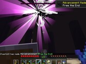 Una captura de pantalla de un usuario derrotando al Dragón Ender en Minecraft