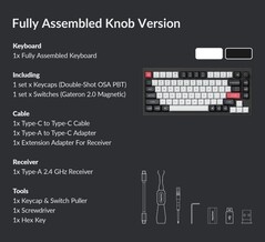 El Keychron Q1 HE se entrega con todo lo necesario para empezar a utilizar y modificar el teclado. (Fuente de la imagen: Keychron)