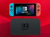 La Nintendo Switch original que se muestra arriba, junto a la base Switch 2