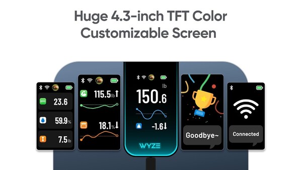 La Wyze Scale Ultra tiene una gran pantalla en color para mostrar las métricas de salud. (Fuente de la imagen: Wyze)