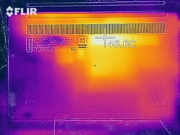 Mapa de calor de la parte inferior del dispositivo bajo carga